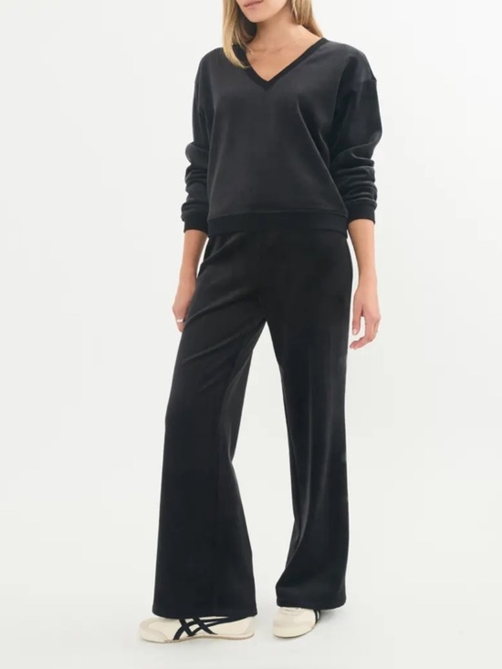 Pants - Marine Layer Cord Velour Wide Leg Pull-On Pant Black Size small Loungewear